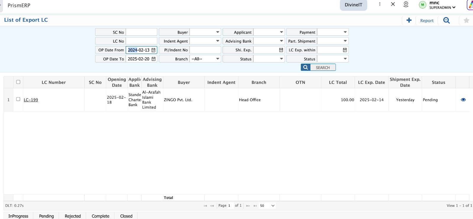 Export LC List